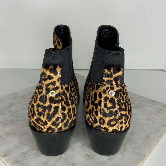 New Cole Haan Leopard Print Chelsea Ankle Boots Calf Hair Black Brown Size 7 - Picture 5 of 10